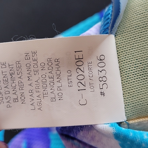 Sessa Turquoise blue & purple floral print one piece Swimsuit Strappy Back 14 - Picture 11 of 11